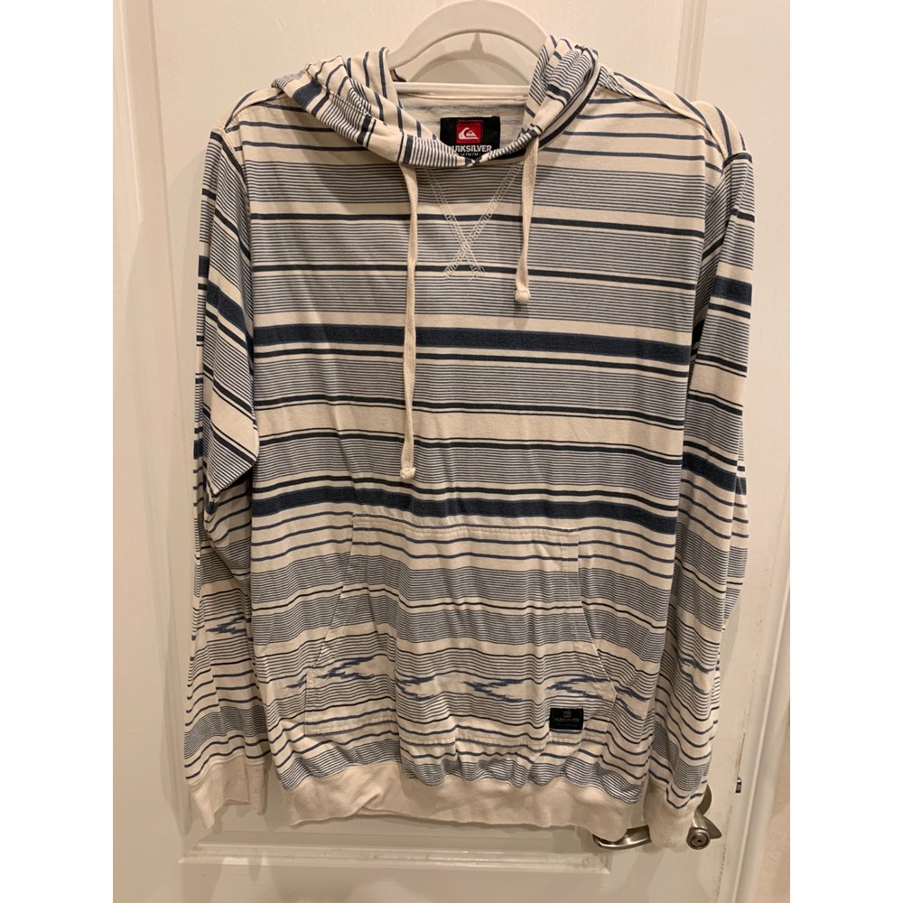 Vintage Y2K Quicksilver Long Sleeve Striped Pullover Hoodie‎ Mens Sz M